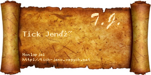 Tick Jenő névjegykártya